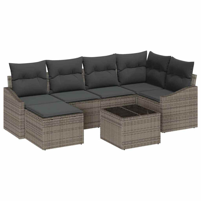 vidaXL Garden Dining Set with Cushion with Storage 7 pcs Light Grey