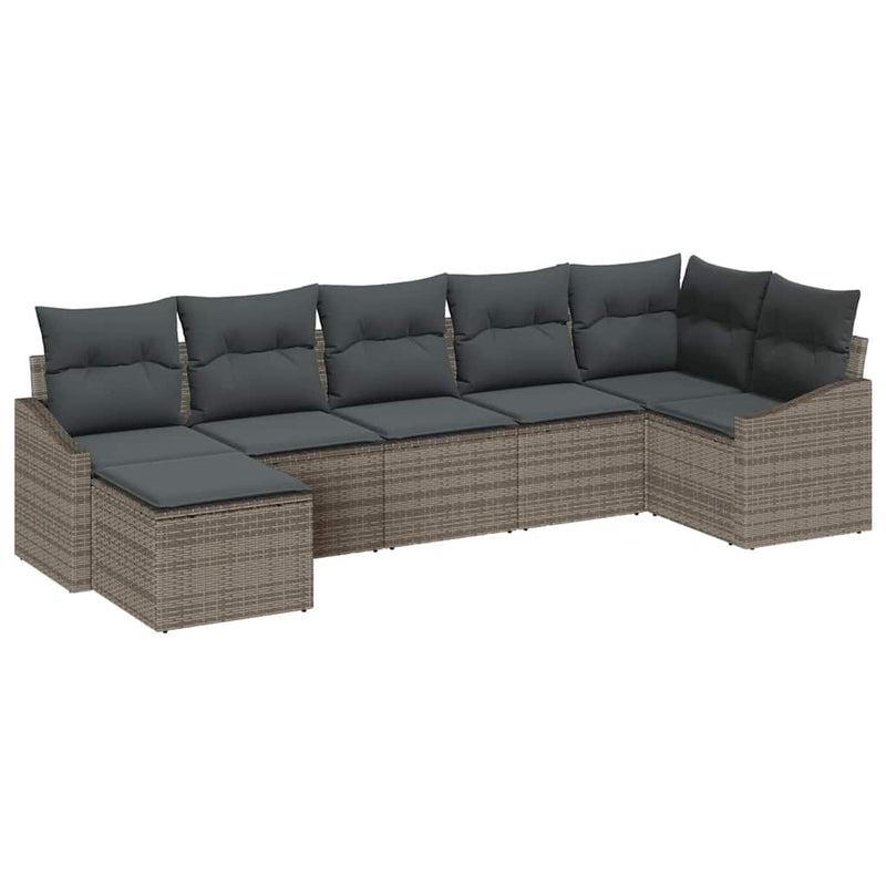 vidaXL Garden Dining Set with Cushion with Storage 7 pcs Grey