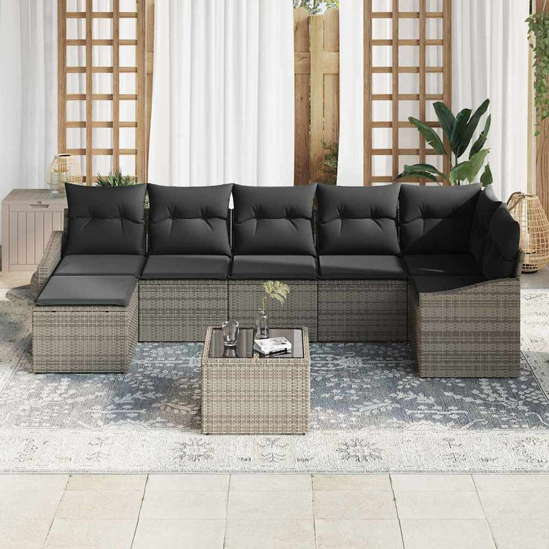 vidaXL Garden Dining Set with Cushion with Storage 8 pcs Light Grey