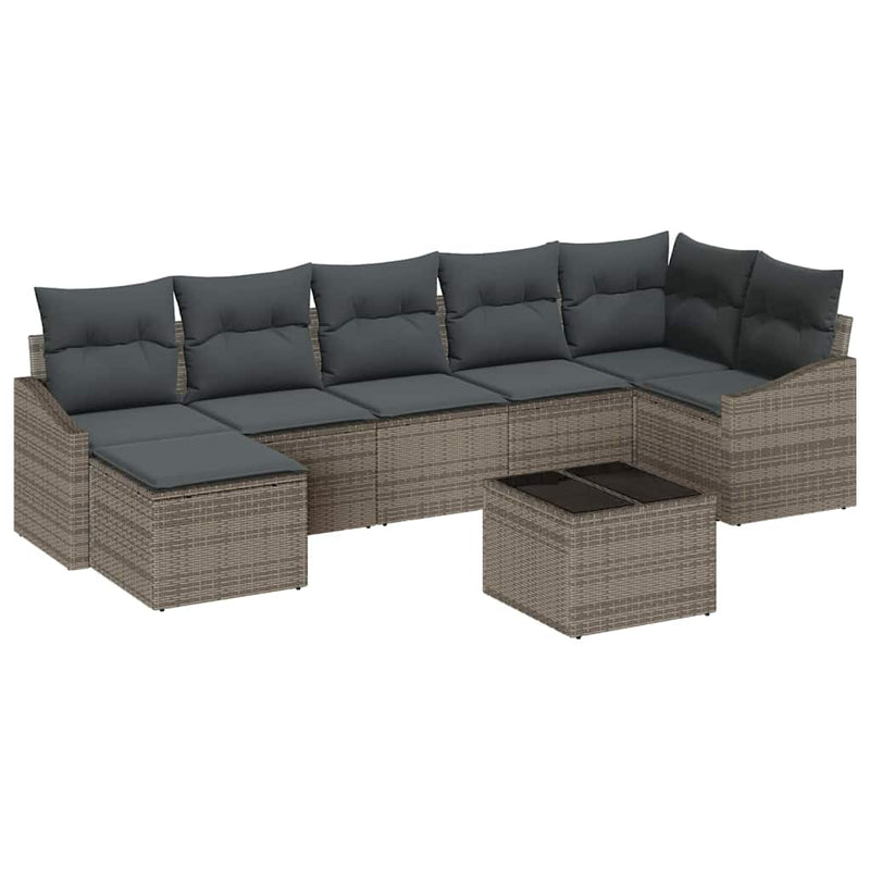 vidaXL Garden Dining Set with Cushion with Storage 8 pcs Light Grey