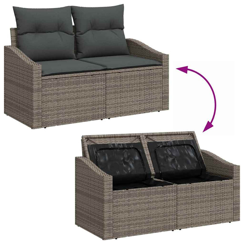 vidaXL Garden Dining Set with Cushion with Storage 8 pcs Light Grey