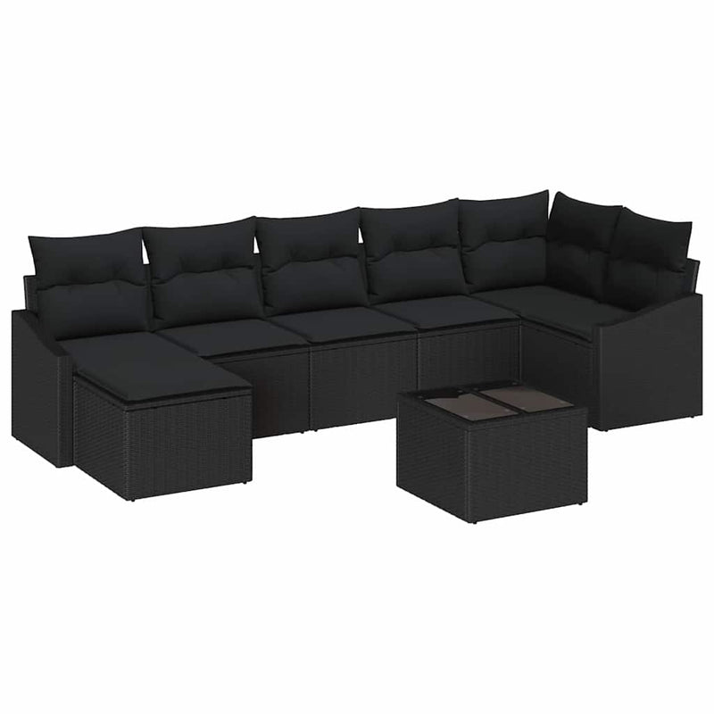 vidaXL Garden Dining Set 8 pcs Black Poly Rattan, Powder-Coated Steel