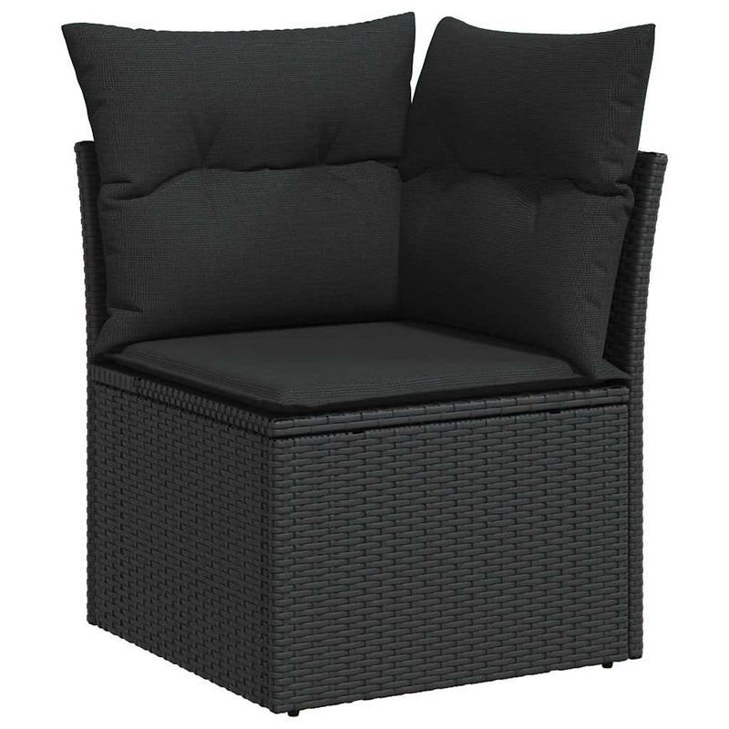 vidaXL Garden Dining Set 8 pcs Black Poly Rattan, Powder-Coated Steel