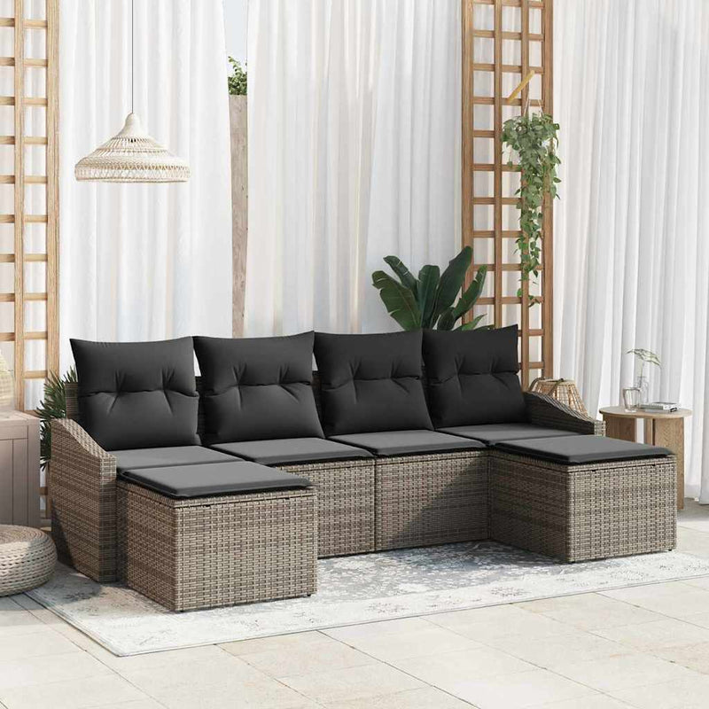 vidaXL Garden Dining Set with Cushion with Storage 6 pcs Grey