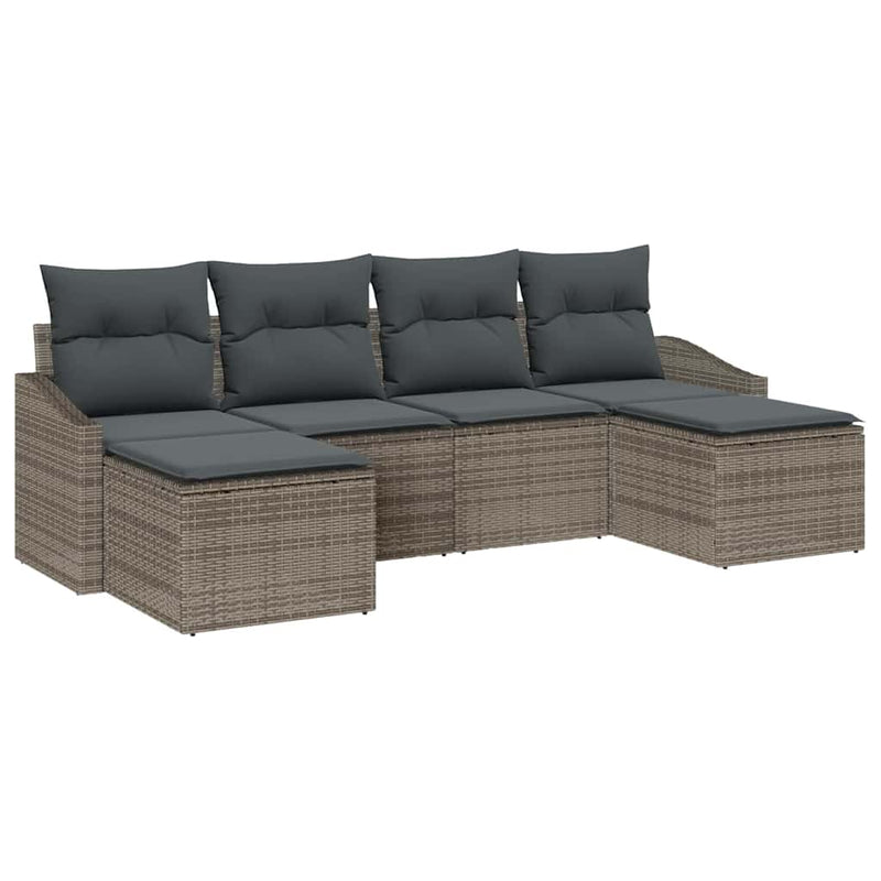 vidaXL Garden Dining Set with Cushion with Storage 6 pcs Grey