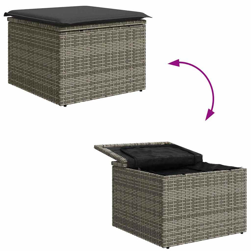 vidaXL Garden Dining Set with Cushion with Storage 6 pcs Grey