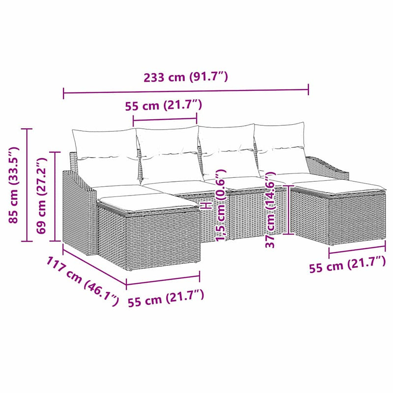 vidaXL Garden Dining Set with Cushion with Storage 6 pcs Grey