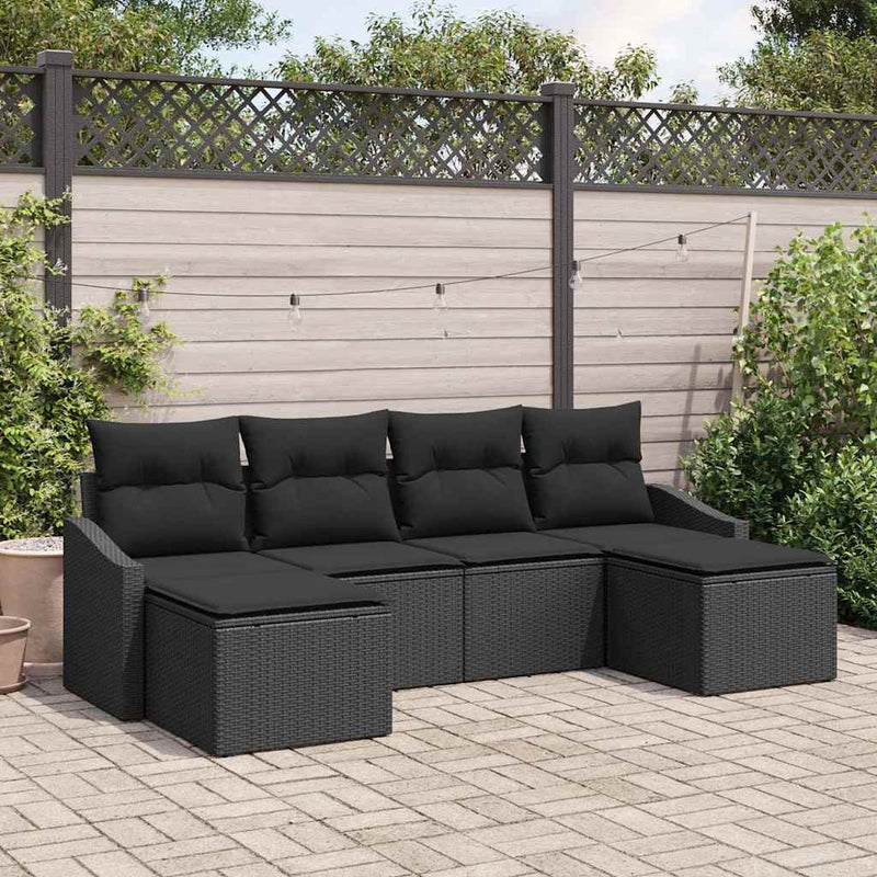 vidaXL Garden Dining Set with Cushion with Storage 6 pcs Black