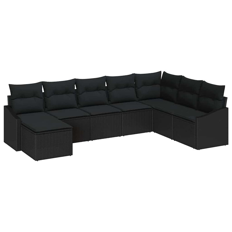 vidaXL Garden Dining Set 8 pcs Black Poly Rattan, Powder-Coated Steel