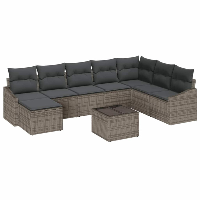 vidaXL Garden Dining Set with Cushion with Storage 9 pcs Light Grey