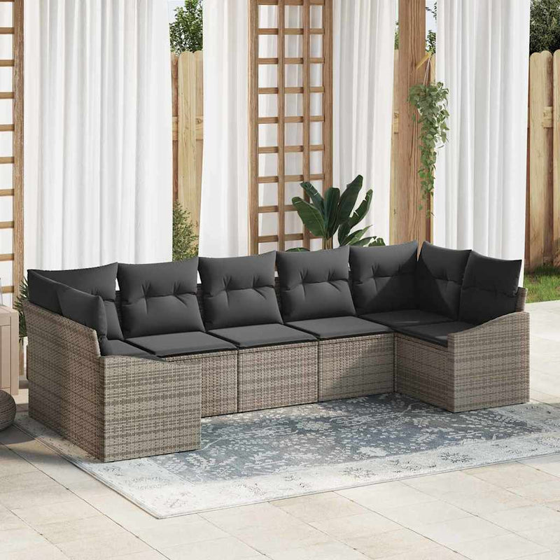 vidaXL Garden Dining Set with Cushion with Storage 7 pcs Grey