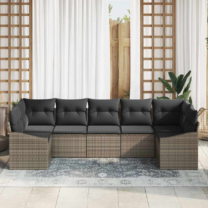 vidaXL Garden Dining Set with Cushion with Storage 7 pcs Grey