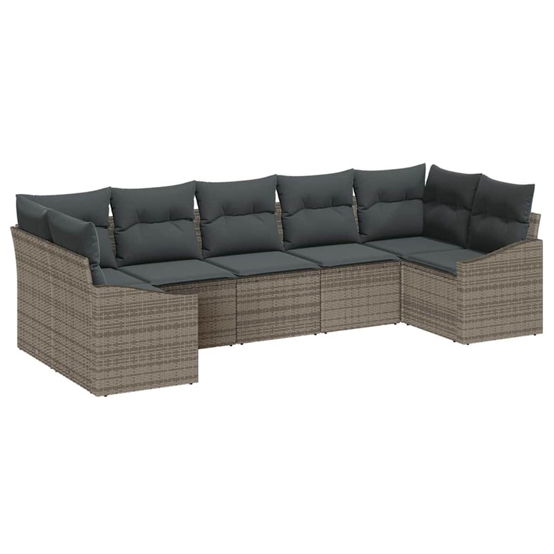 vidaXL Garden Dining Set with Cushion with Storage 7 pcs Grey