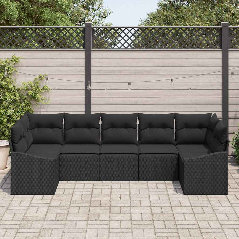 vidaXL Garden Dining Set with Cushion with Storage 7 pcs Black