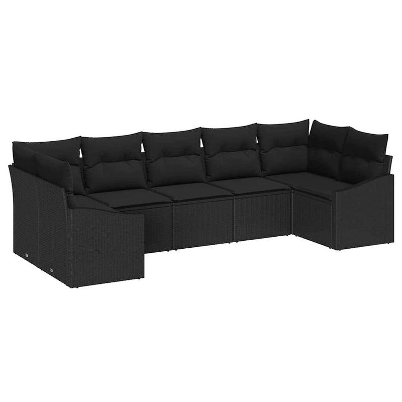 vidaXL Garden Dining Set with Cushion with Storage 7 pcs Black