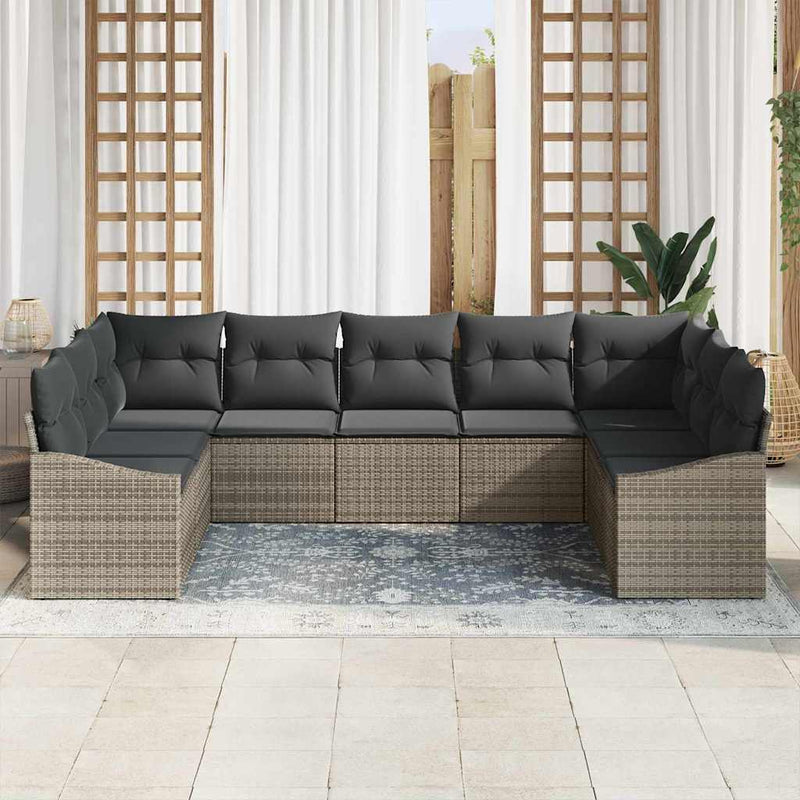vidaXL Garden Dining Set with Cushion with Storage 9 pcs Grey