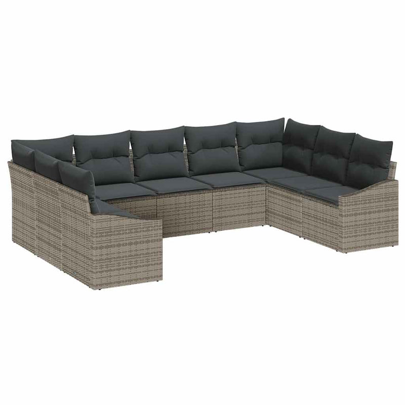 vidaXL Garden Dining Set with Cushion with Storage 9 pcs Grey
