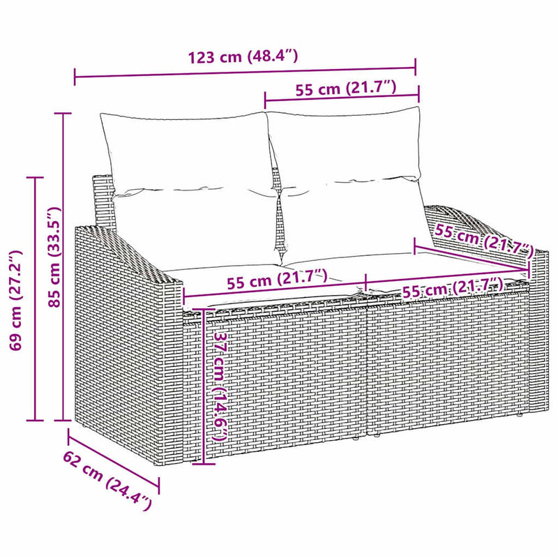 vidaXL Garden Dining Set with Cushion with Storage 9 pcs Grey