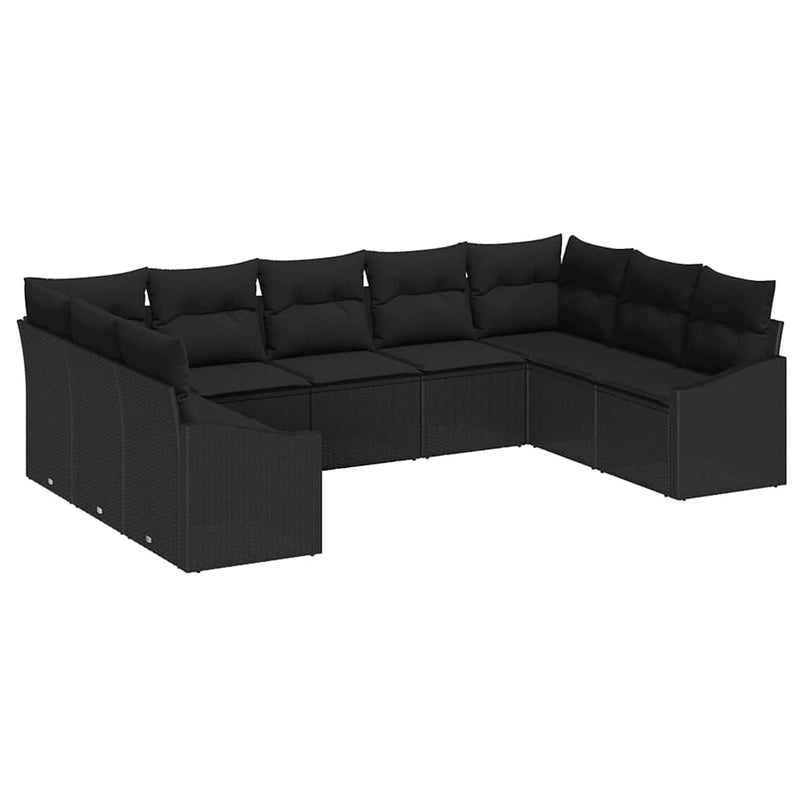 vidaXL Garden Dining Set with Cushion with Storage 9 pcs Black