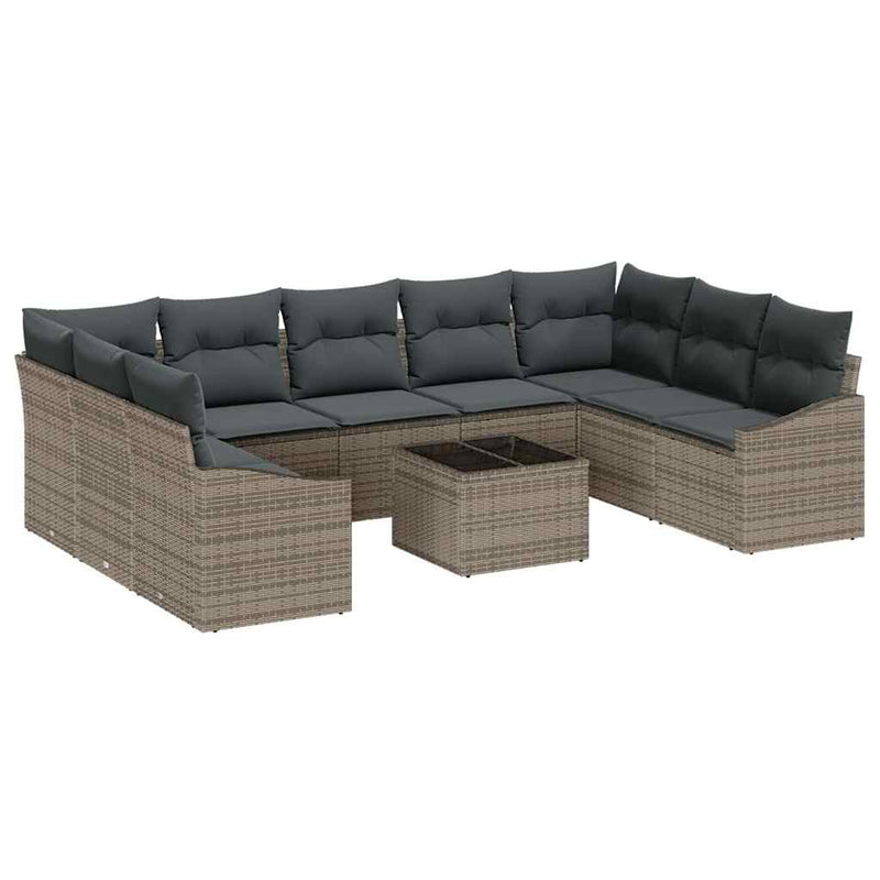 vidaXL Garden Dining Set with Cushion with Storage 10 pcs Light Grey