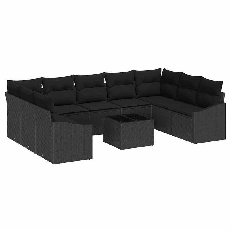 vidaXL Garden Dining Set with Cushion with Storage 10 pcs Black