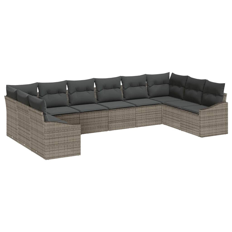 vidaXL Garden Dining Set with Cushion with Storage 10 pcs Grey