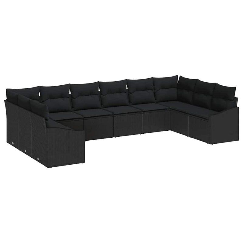 vidaXL Garden Dining Set with Cushion with Storage 10 pcs Black