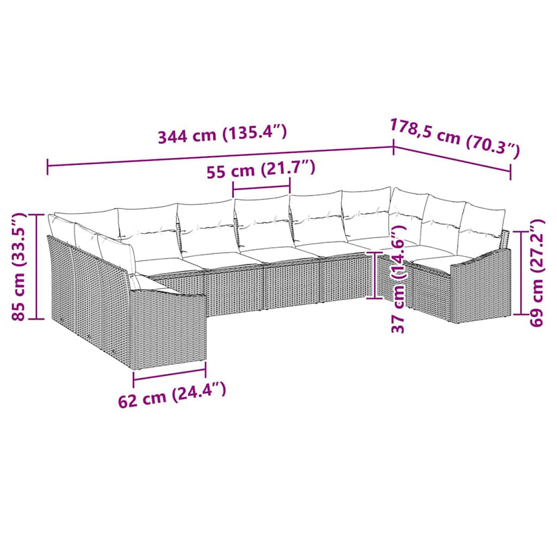 vidaXL Garden Dining Set with Cushion with Storage 10 pcs Black