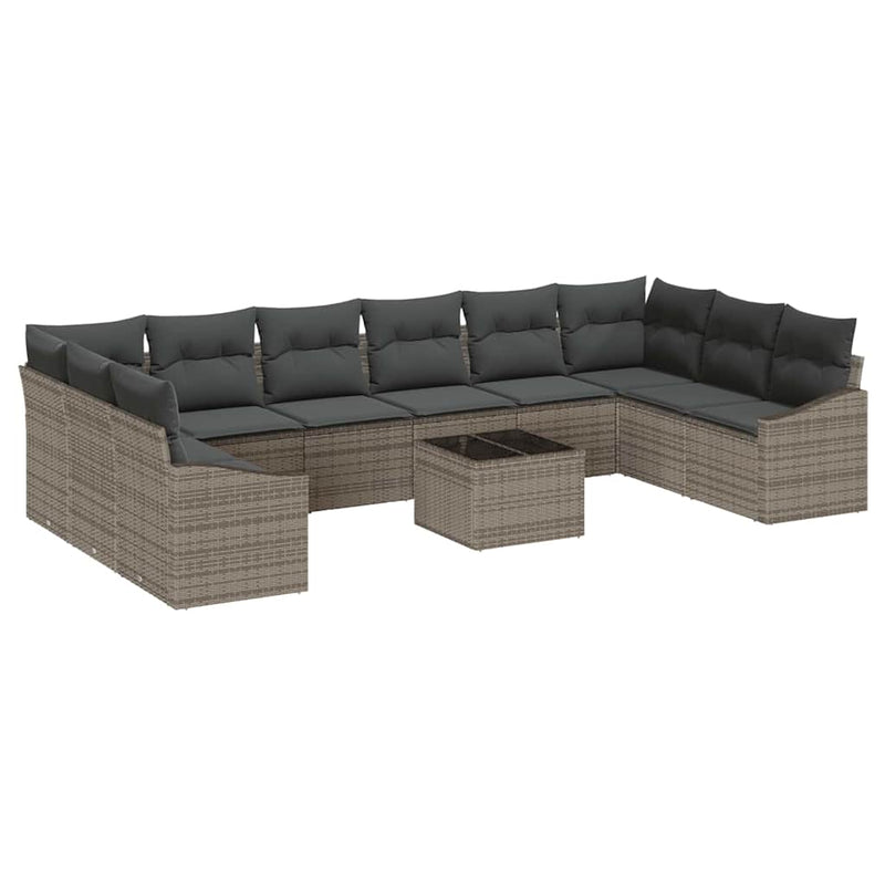 vidaXL Garden Dining Set with Cushion with Storage 11 pcs Light Grey