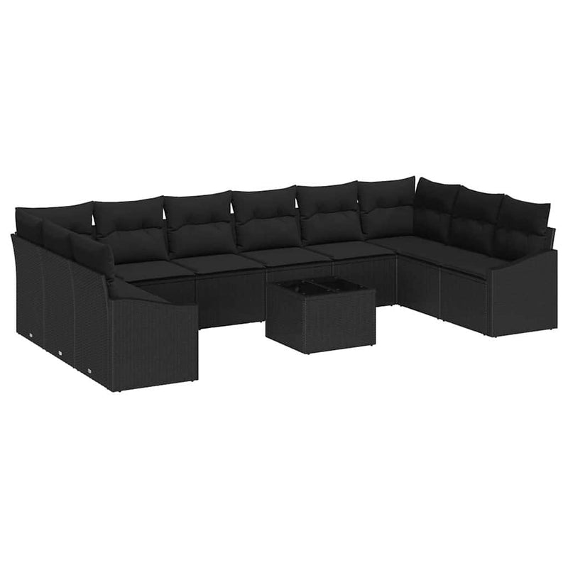 vidaXL Garden Dining Set with Cushion with Storage 11 pcs Black