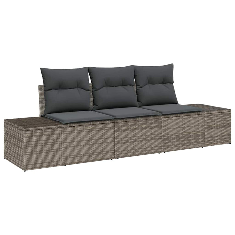 vidaXL Garden Sofa Set with Storage 3 pcs Grey Poly Rattan