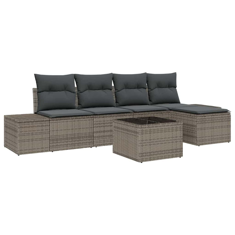 vidaXL Garden Sofa Set with Cushion 5 pcs Light Grey Poly Rattan