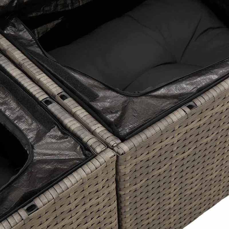 vidaXL Garden Sofa Set with Cushion 5 pcs Grey Poly Rattan
