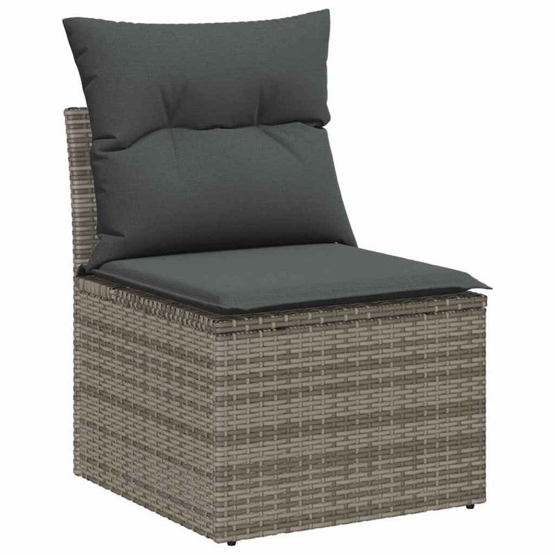 vidaXL Garden Sofa Set with Cushion 5 pcs Grey Poly Rattan