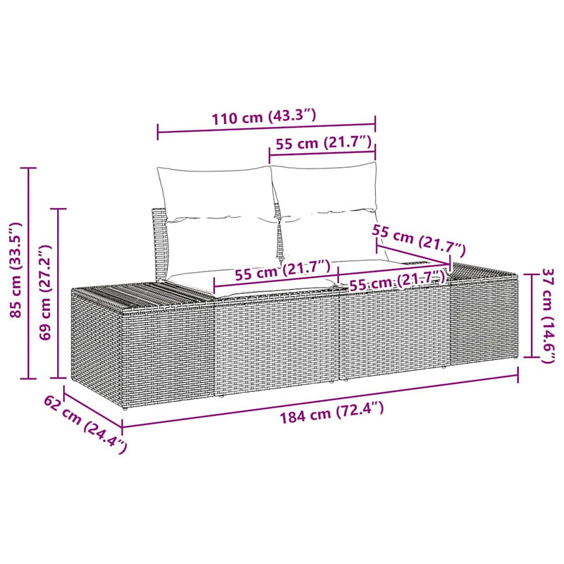 vidaXL Garden Sofa Set with Cushion 5 pcs Grey Poly Rattan