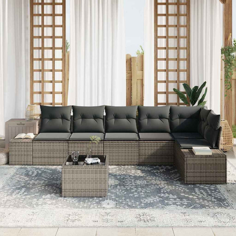 vidaXL Garden Sofa Set with Cushion with Storage 7 pcs Light Grey