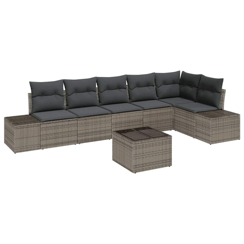 vidaXL Garden Sofa Set with Cushion with Storage 7 pcs Light Grey