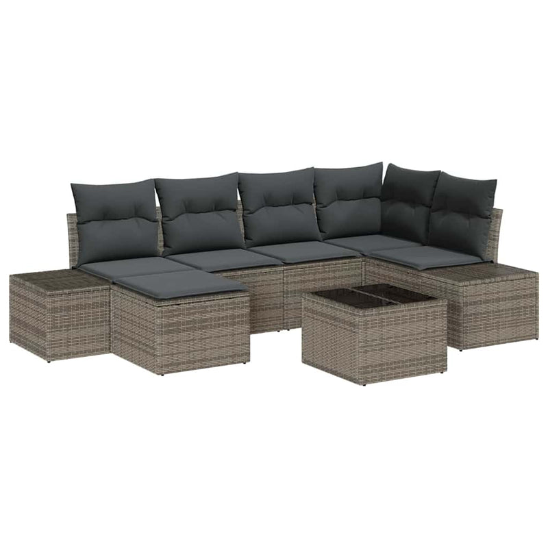 vidaXL Garden Sofa Set with Cushion 6 pcs Grey Poly Rattan