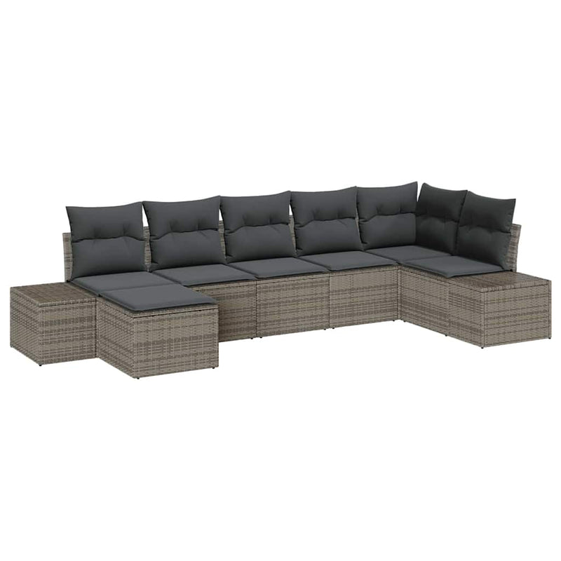 vidaXL Garden Sofa Set with Cushion 7 pcs Grey Poly rattan