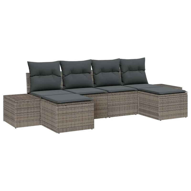 vidaXL Garden Sofa Set with Cushion 4 pcs Grey Poly Rattan