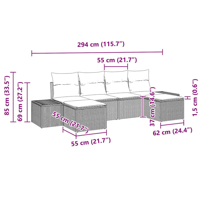 vidaXL Garden Sofa Set with Cushion 4 pcs Grey Poly Rattan