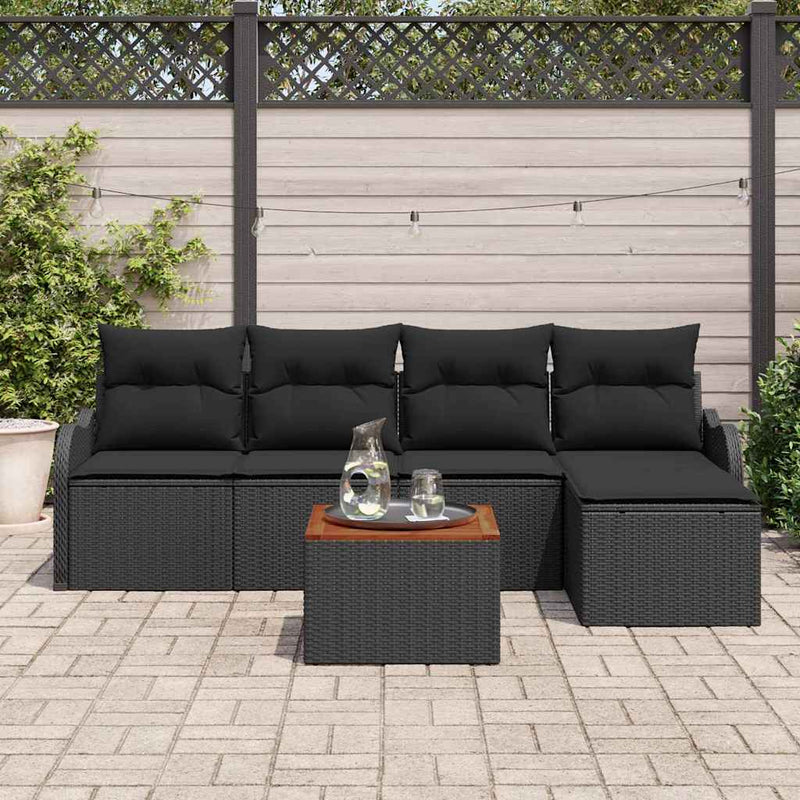 vidaXL Garden Sofa Set 6 pcs Black