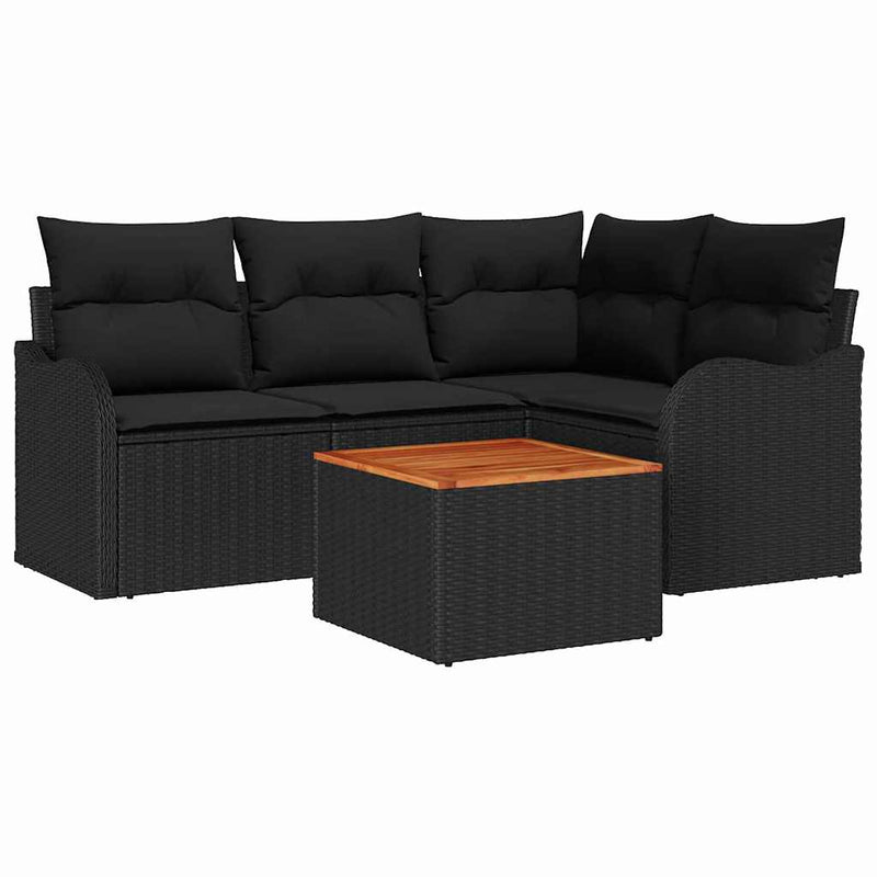 vidaXL Garden Sofa Set 5 pcs Black