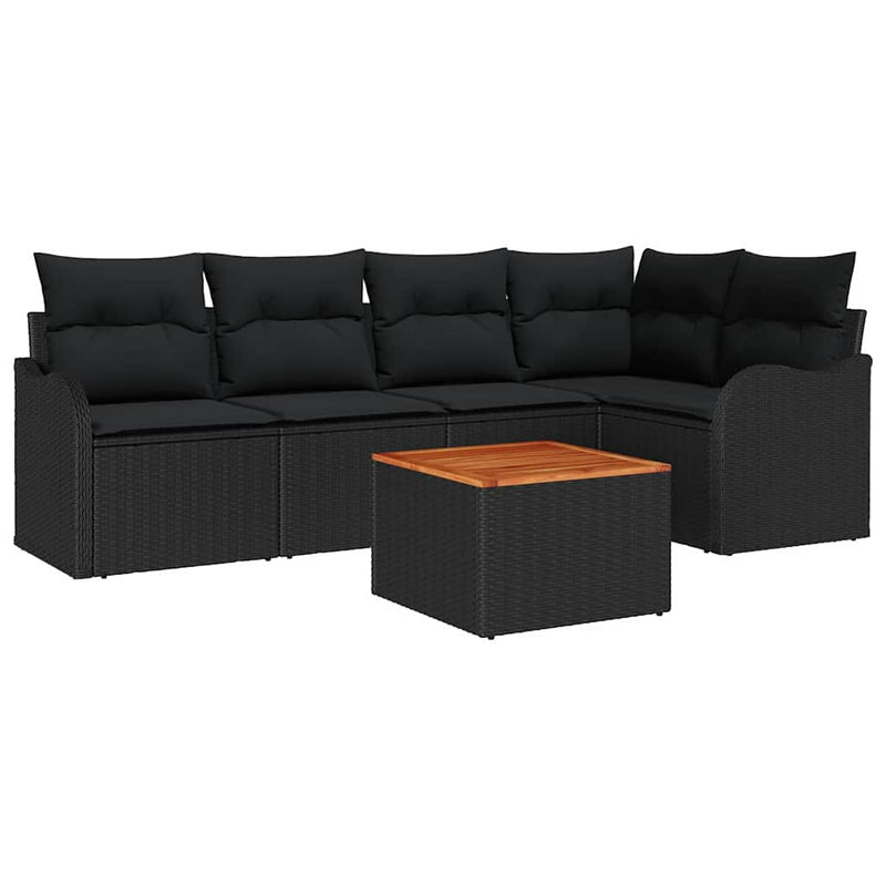 vidaXL Garden Sofa Set 6 pcs Black