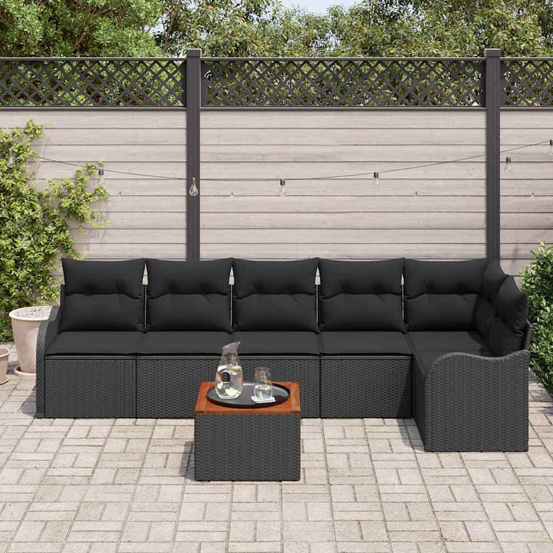vidaXL Garden Sofa Set 7 pcs Black