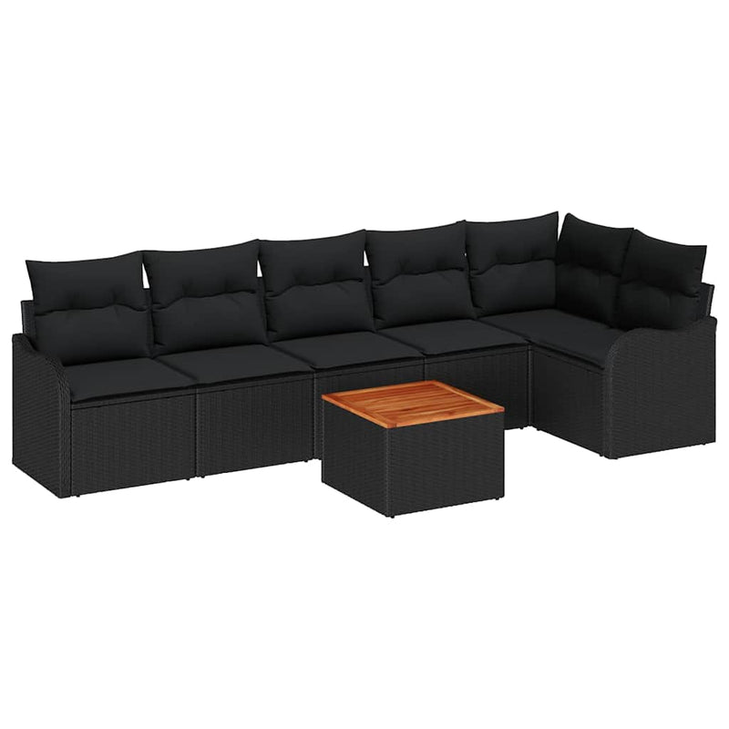 vidaXL Garden Sofa Set 7 pcs Black