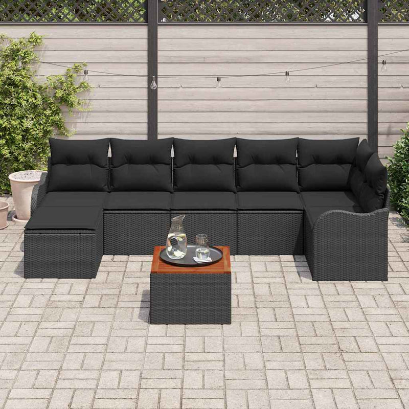 vidaXL Garden Sofa Set 8 pcs Black