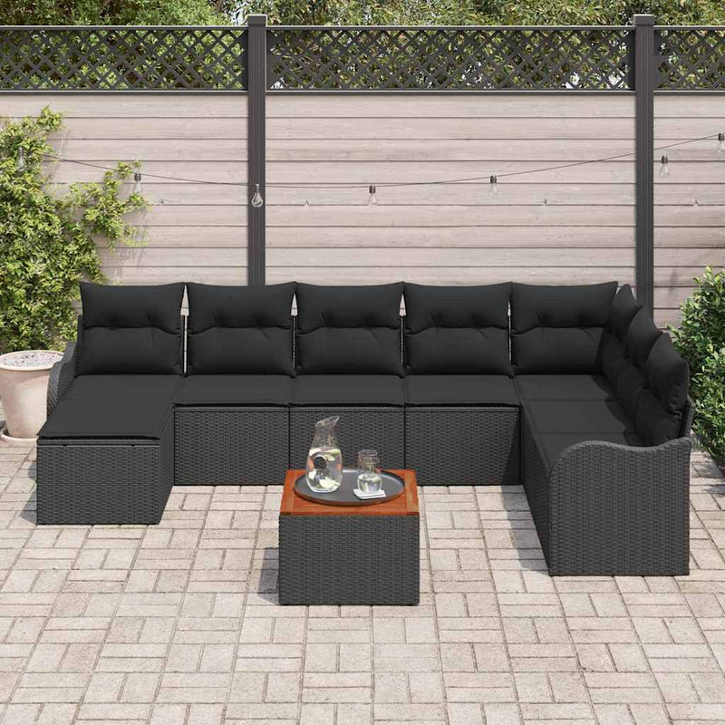 vidaXL Garden Sofa Set 9 pcs Black