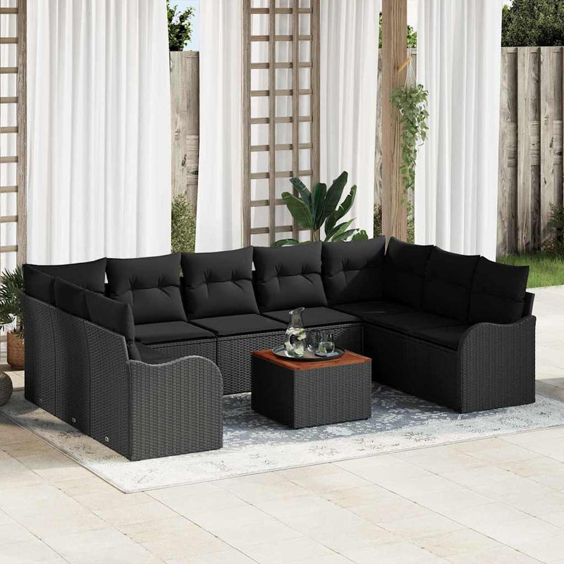 vidaXL Garden Sofa Set 10 pcs Black