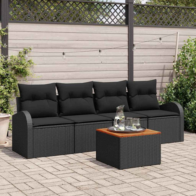 vidaXL Garden Sofa Set 5 pcs Black